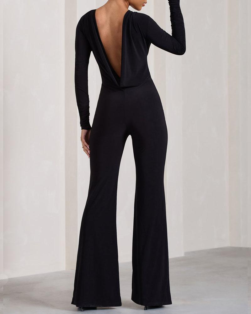 Jumpsuit - Slim Fit - 100% Polyester - Perfect voor Feestelijke Gelegenheden - Zwart / S - Jumpsuits