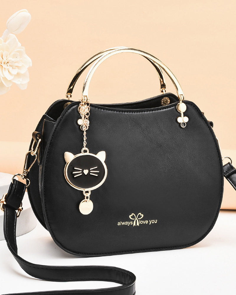 Katten Crossbody Tas - Fris en Schattig - PU Materiaal Ronde Vorm Verborgen Ritssluiting - Ideaal voor Dagelijkse