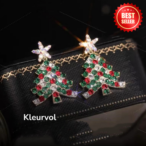 Kerstboomoorbellen - Swarovski Collectie - Zilver Kleurrijk Hypoallergeen - Perfect voor Kerstcadeaus - Kleurvol