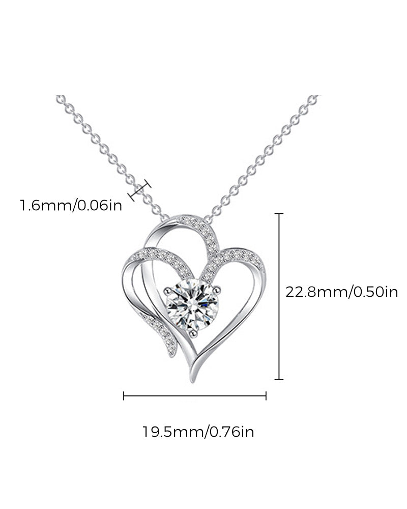 Kettingen - Dubbel Hart - Hoogwaardig Koper met Imitatie Tsjechische Diamanten - Perfect voor Valentijnsdag - Jewelry >