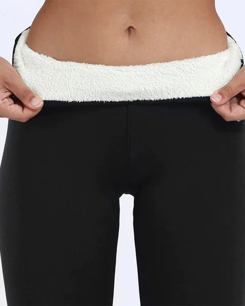 Leggings Dames - Pluche Collectie - Hoge Taille Ademend Sneldrogend - Perfect voor Koud Weer - Zwart / S - Dames