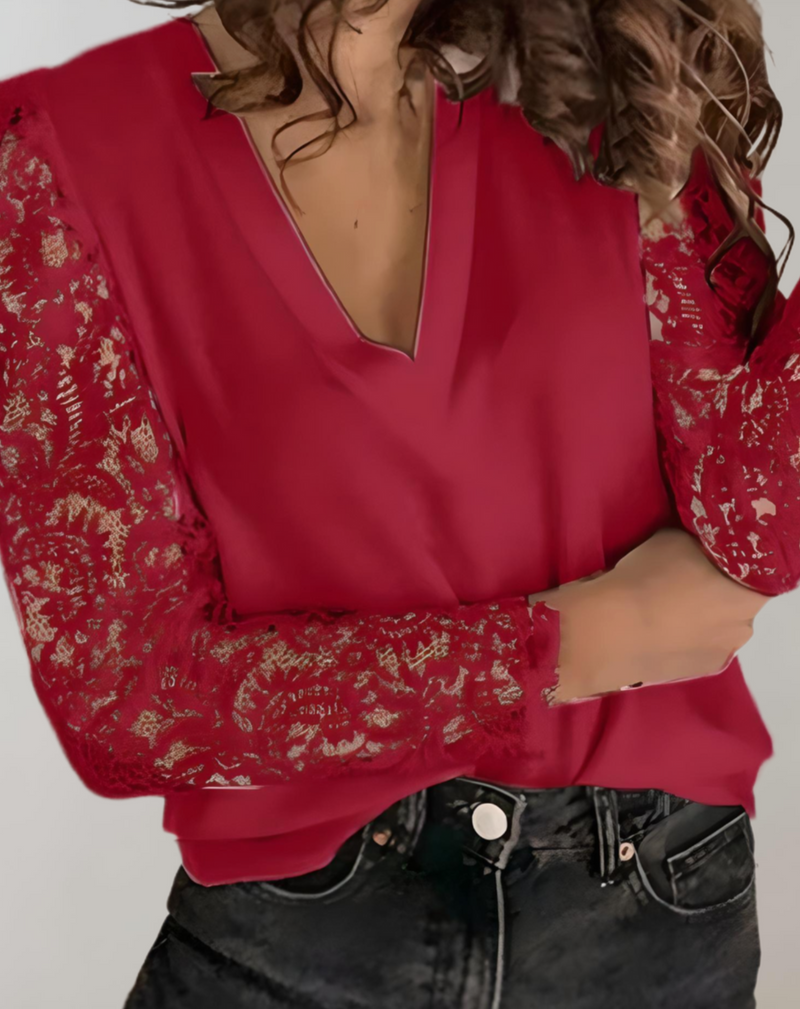 Loraine Top - Modern & Tijdloos - Duurzaam Katoen - Perfect voor Seizoensgebonden Stilte - Rood / S - Dames Tops