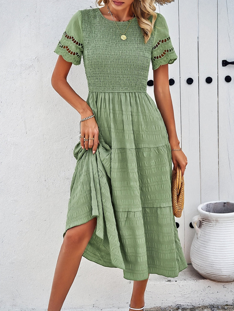 Maxi-jurk - Boho Collectie - Bruin Katoen met Kanten Details - Perfect voor Zomeravonden - Lichtgroen / S(36) - Dresses