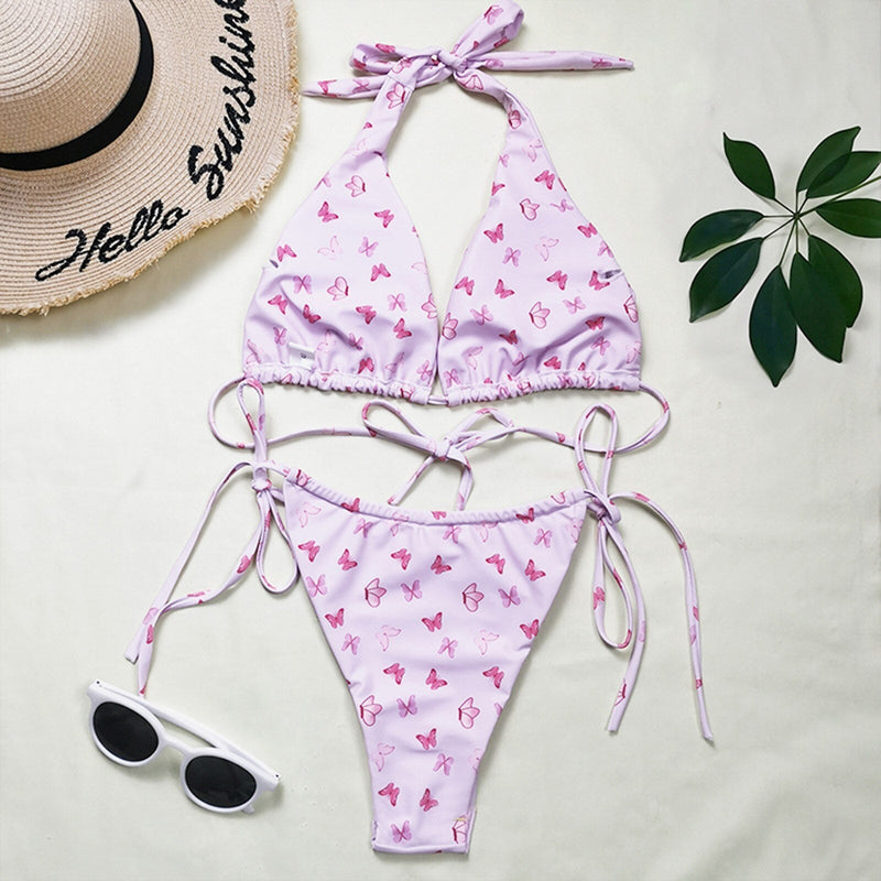 Micro Bikini Set - Lena - Geel met Print - Perfect voor Zomer Stranddagen - Bikinis