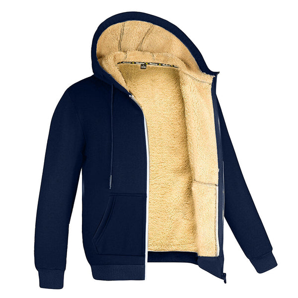 Oliver® polar heren fleece trui met bontvoering - Marineblauw / M