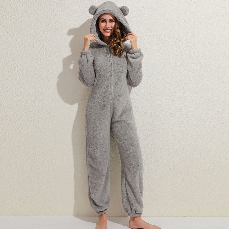 Lola Superzachte Fleece Onesie met Berenoortjes om Comfortabel, Cute en Stijlvol te Bankhangen