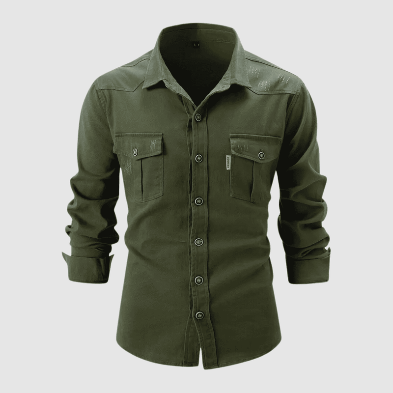 Overhemd - Klassiek - Premium Katoen Lange Mouwen - Perfect voor Casual Draagmomenten - Groen / S - Heren Kleding