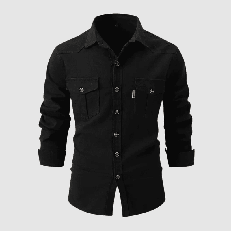 Overhemd - Klassiek - Premium Katoen Lange Mouwen - Perfect voor Casual Draagmomenten - Zwart / S - Heren Kleding