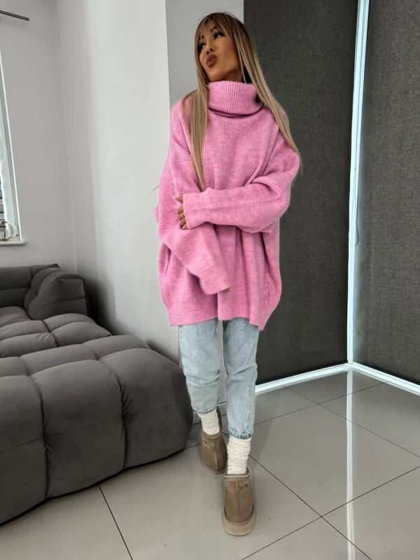 Oversized Coltrui - Tijdloos Chic - Dikke Vlezige Stof - Perfect voor Herfst en Winter - Roze / S - Dames Kleding >