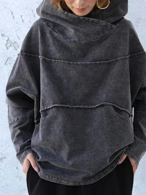 Oversized Hoodie - Vintage - Grijs Katoen Kängurutasche - Perfect voor Dagelijkse Activiteiten