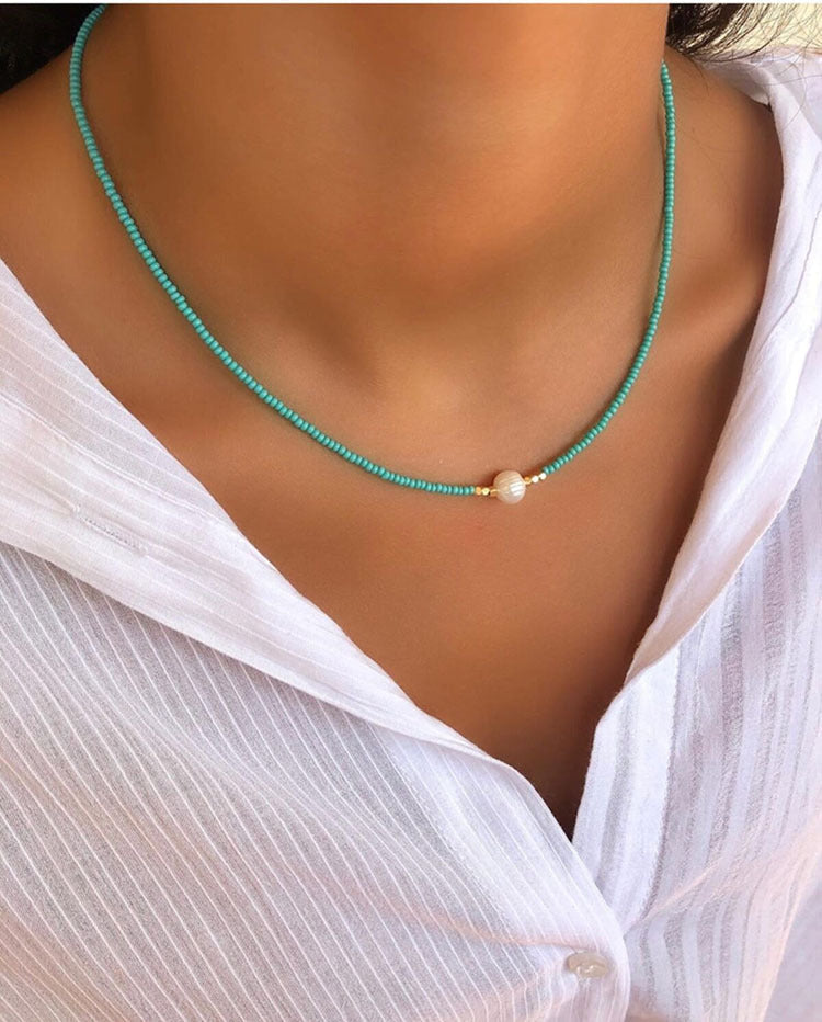 Parel ketting - Ketting Dames - Groen - Necklaces