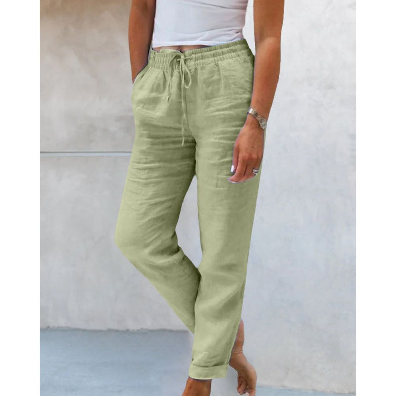 Rechte Broek - Casual - Polyestervezel en Hennepkatoen - Ideaal voor Lente Zomer en Herfst - Casual Pants