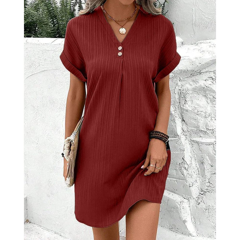 Rechte Jurk - Casual - 100% Polyestervezel - Perfect voor Lente Zomer Herfst - ROOD / S - Dresses