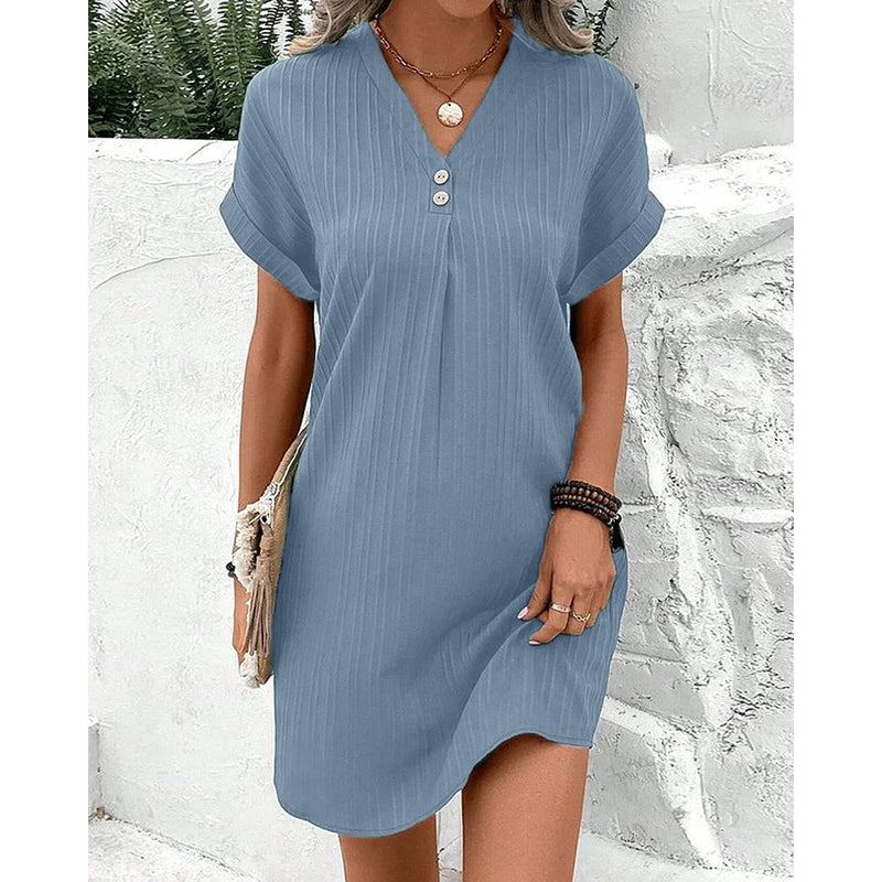 Rechte Jurk - Casual - 100% Polyestervezel - Perfect voor Lente Zomer Herfst - BLAUW / S - Dresses