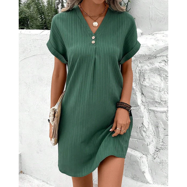 Rechte Jurk - Casual - 100% Polyestervezel - Perfect voor Lente Zomer Herfst - GROEN / S - Dresses