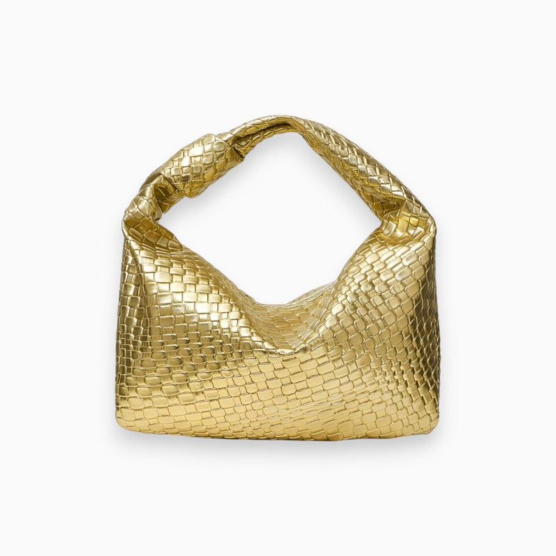 Relief Handtas - Hobo Bag - Eenkleurig Medium Top Handle - Perfect voor Elke Gelegenheid - Goud - Handbags