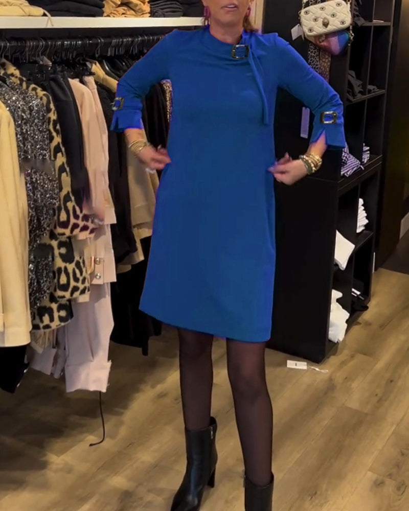 Shiftjurk - Eenvoudig Chic - Katoenmix Opstaande Kraag - Perfect voor Lente en Herfst - Dresses