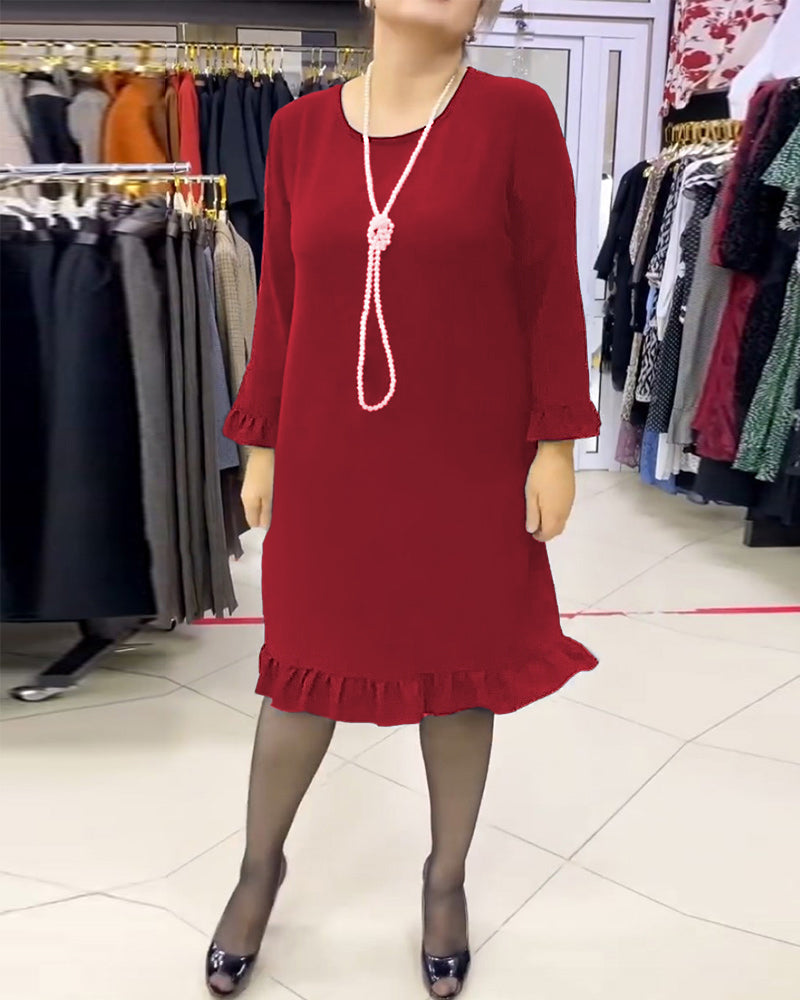 Shiftjurk - Elegant - Katoenmix Effen kleur Patchwork Gerimpeld - Perfect voor Lente Herfst Winter - Rood / S - Dresses