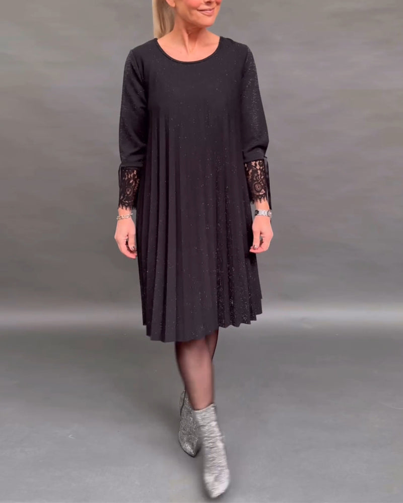 Shiftjurk - Elegant - Katoenmix met Kant - Perfect voor Lente Herfst en Winter - Zwart / S - Dresses