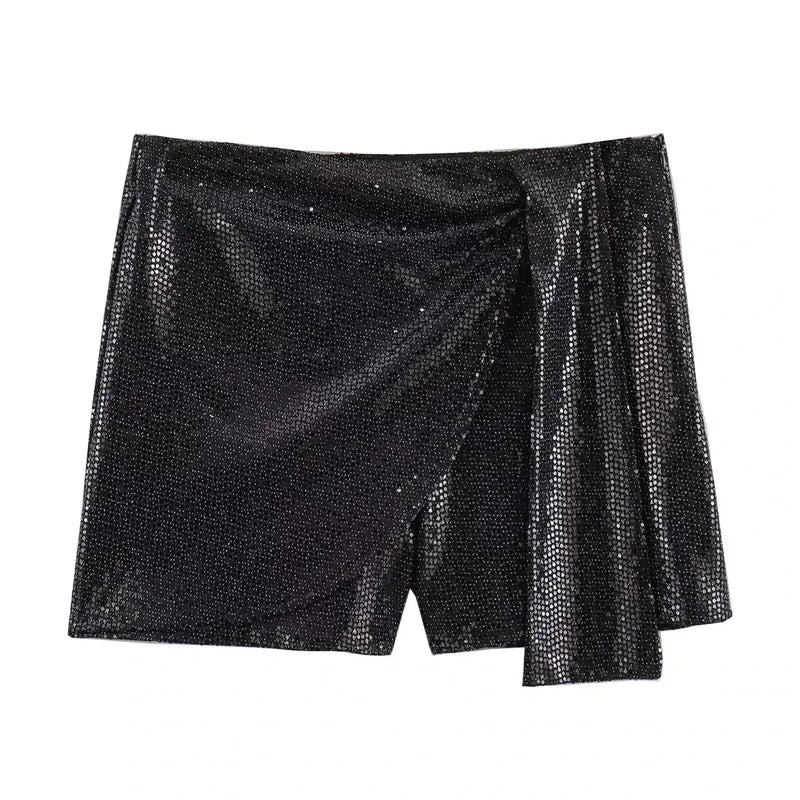 Skort - Glamour Collectie - Zwart Katoen Gedraaid Detail - Perfect voor Feestjes - Zwart B / XS - Dresses & Skirts