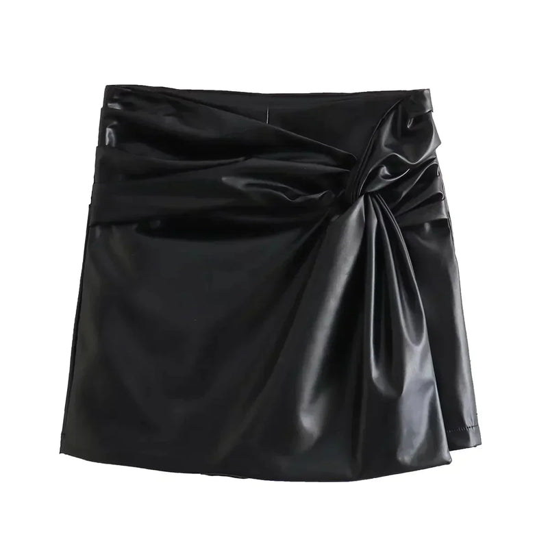 Skort - Glamour Collectie - Zwart Katoen Gedraaid Detail - Perfect voor Feestjes - Zwart A / XS - Dresses & Skirts