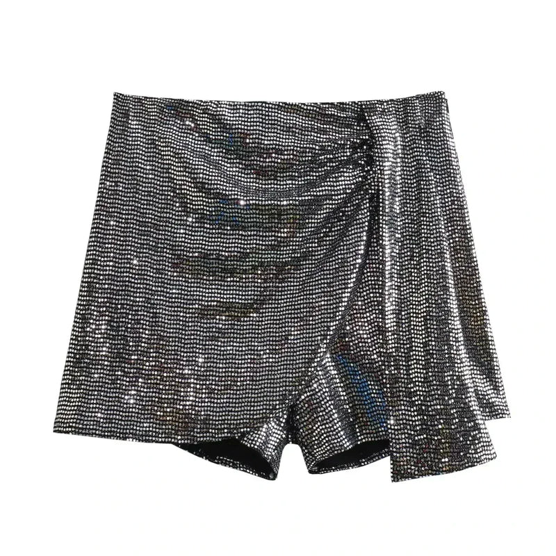 Skort - Glamour Collectie - Zwart Katoen Gedraaid Detail - Perfect voor Feestjes - Donkergrijs / XS - Dresses & Skirts