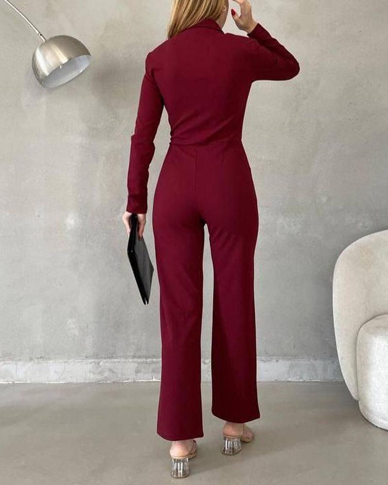 Slim Fit Jumpsuit - Modern - 100% Polyester - Ideaal voor Winter en Lente - Women’s Fashion > Jumpsuits > Slim Fit