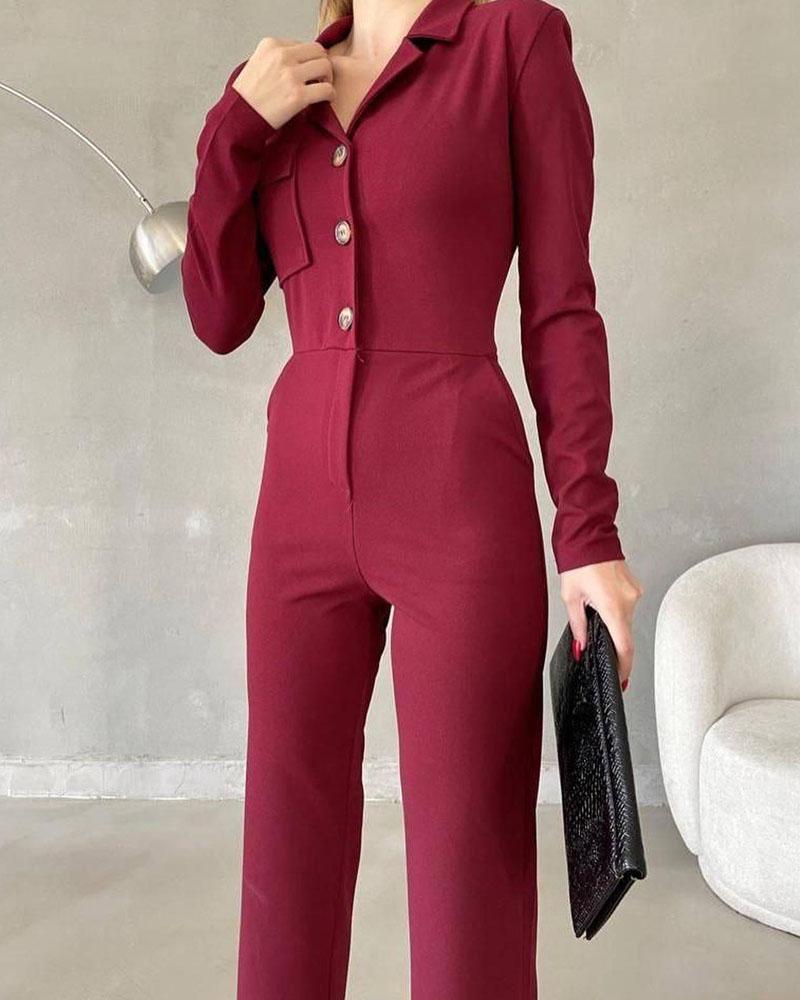 Slim Fit Jumpsuit - Modern - 100% Polyester - Ideaal voor Winter en Lente - Women’s Fashion > Jumpsuits > Slim Fit