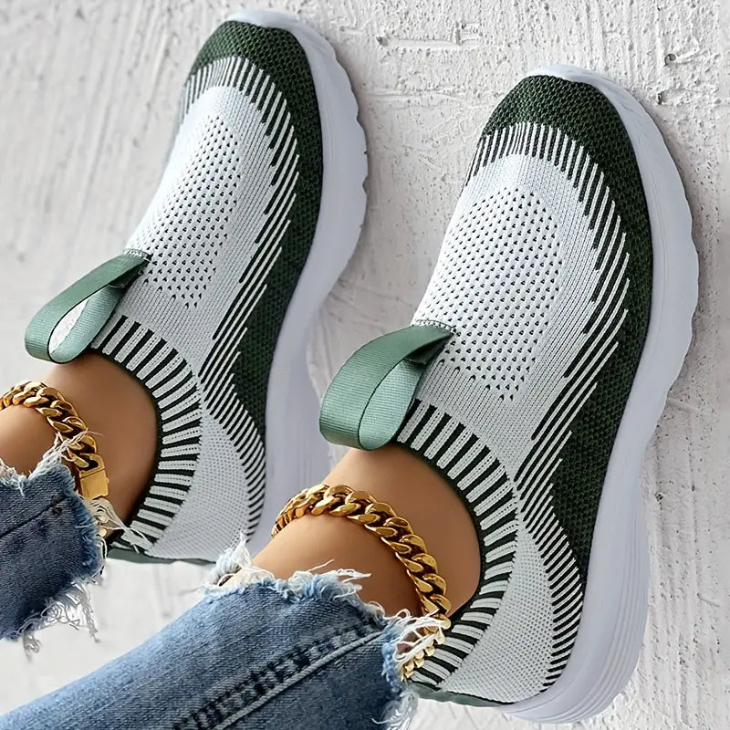 Sneakers - Harper - Ademend Gebreid Lichtgewicht - Perfect voor Lente en Zomer - Groen / 35 - Schoenen