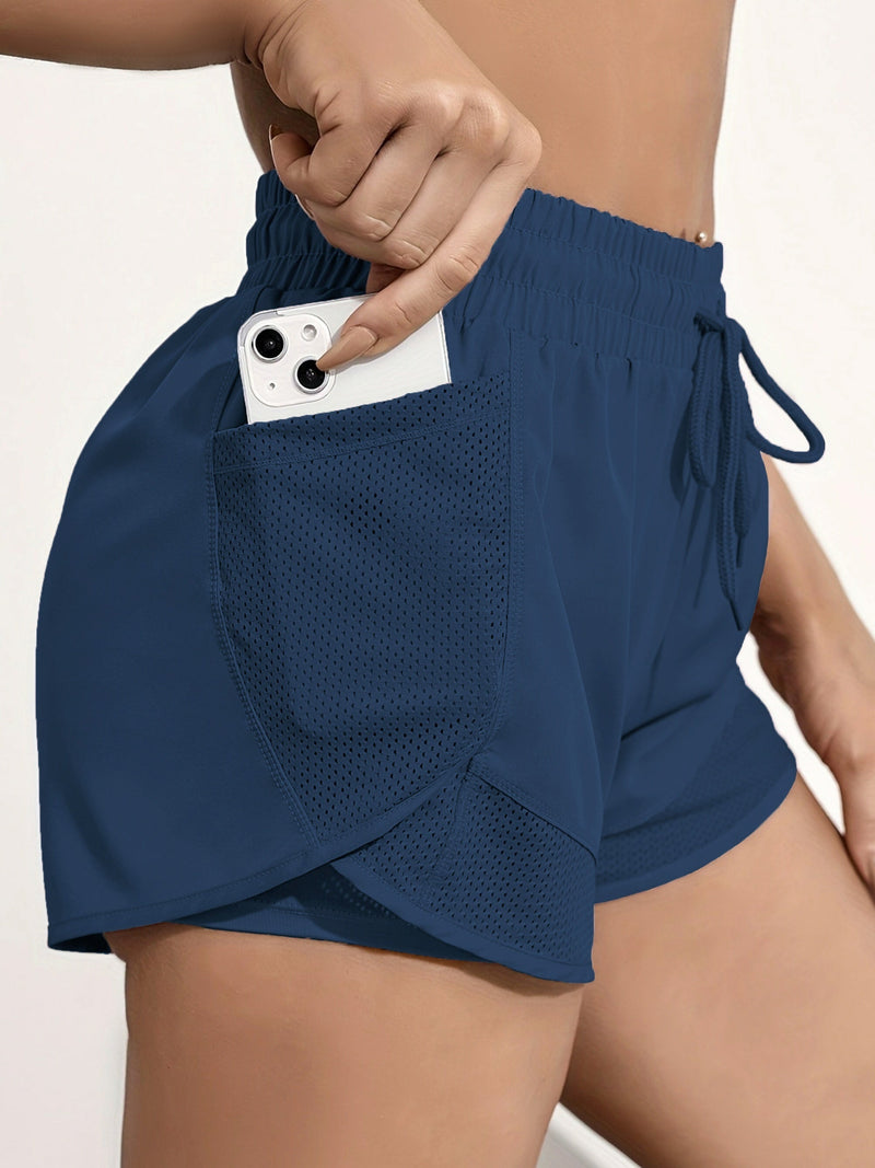 Sport Shorts - Effen Kleur - Polyester - Ideaal voor Actieve Zomeractiviteiten - Blauw / S(36) - Men’s Shorts