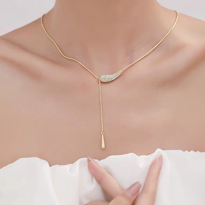 Y-vormige Ketting - Chique - Goud Koper Zirkoon - Perfect voor Feestelijke Gelegenheden