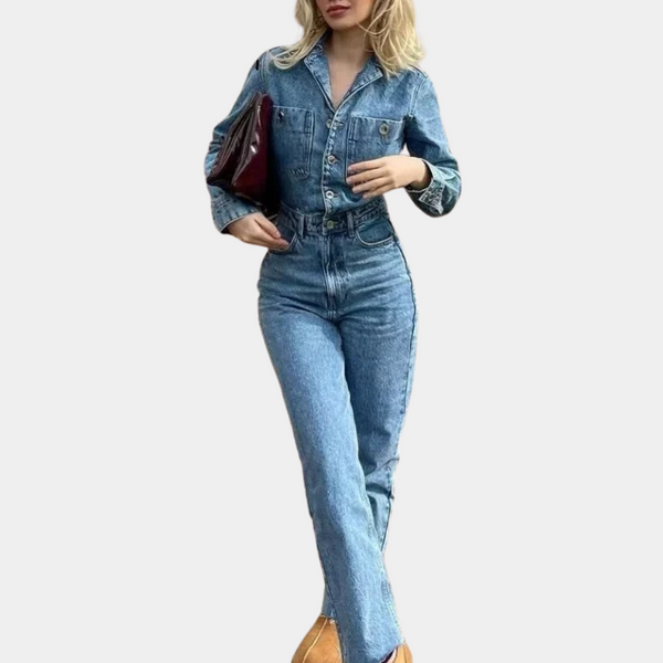 Stijlvolle Denim Jumpsuit - Lyra - Blauw / XS - ** Stijlvolle Denim Jumpsuit - Lyra