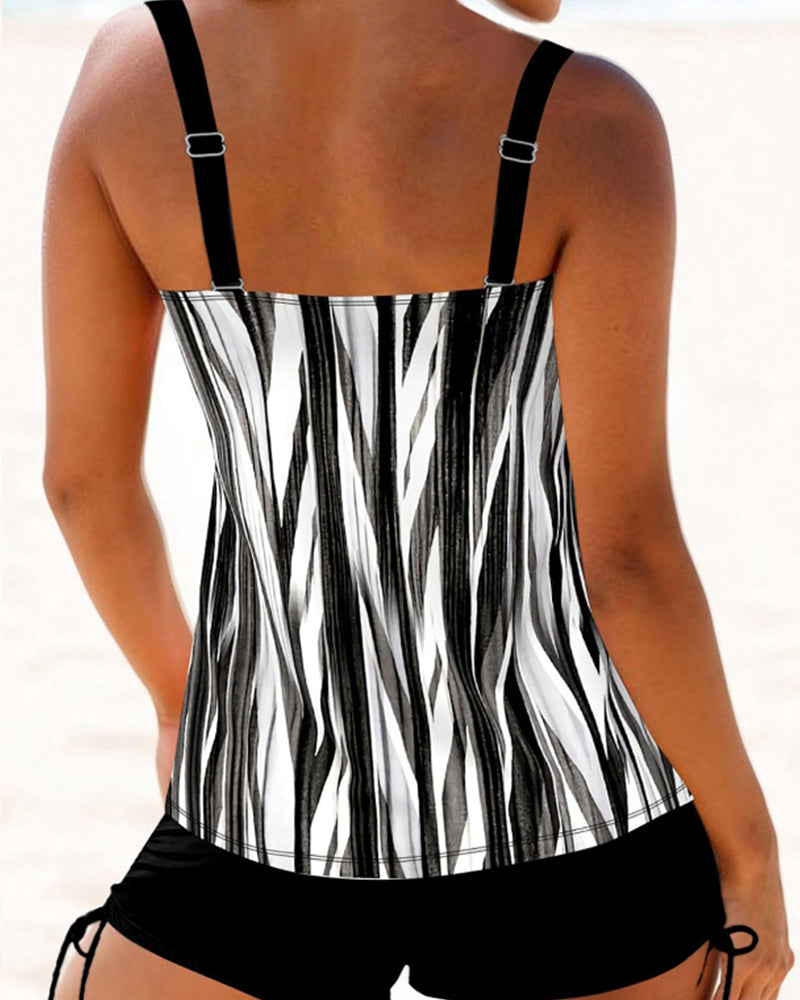 Tankini Dames - Eenvoudig - Gestreept Spandex en Polyester - Ideaal voor Vakantie in de Zomer - Tankinis & Bikinis