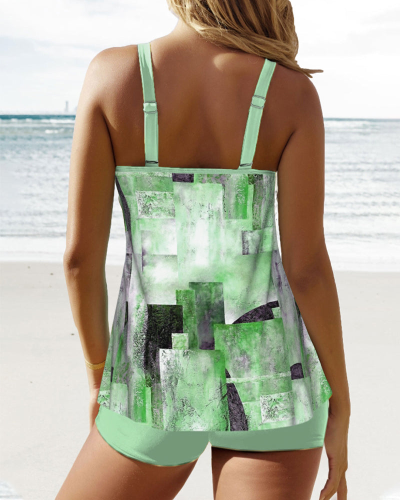 Tankini Set - Eenvoudig - 85% Polyester 15% Spandex - Ideaal voor Zomervakantie - Tankinis