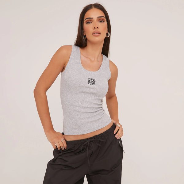 Tanktop - Minimalistisch - Zijdeachtig Katoen - Perfect voor Zomeruitstapjes - Grijs / S - Women’s Fashion > Tops >