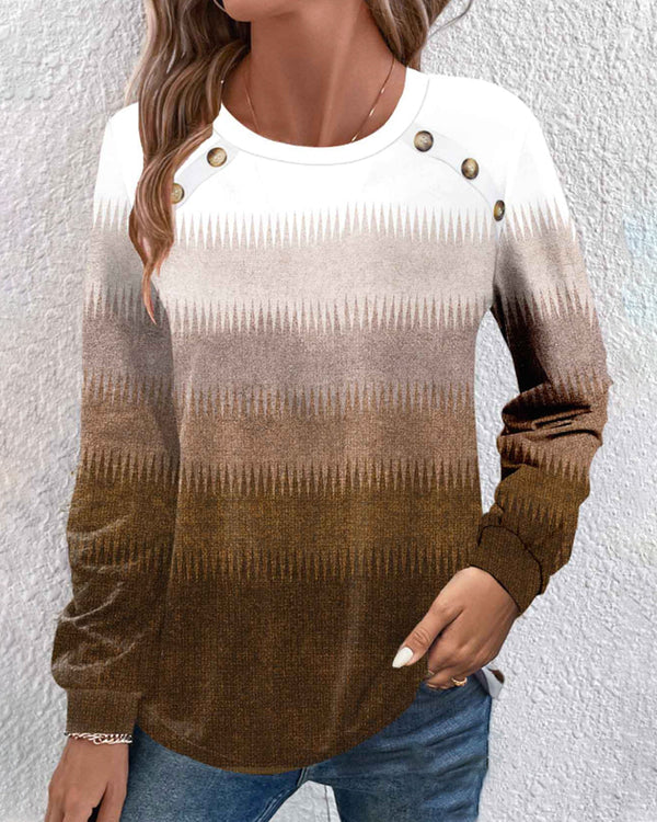 Top - Eenvoudig - Katoenmix - Ideaal voor Lente Herfst en Winter - Bruin / S - Tops