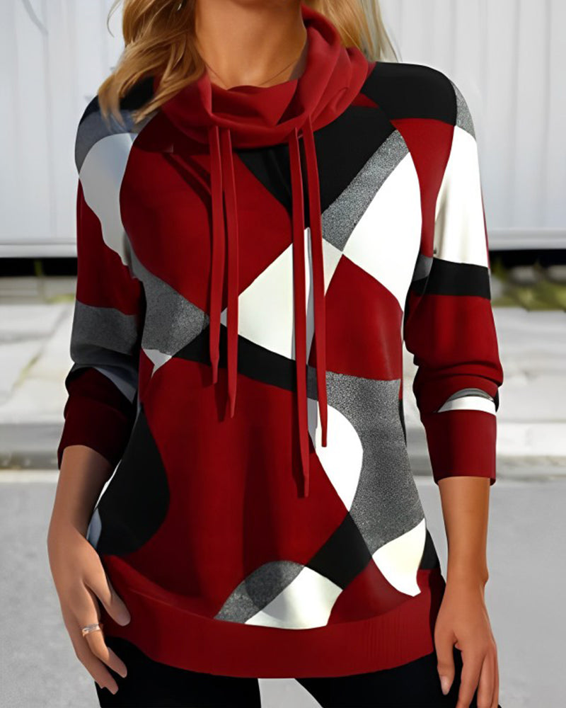 Top - Eenvoudig - Kleurblok 6% Spandex 94% Polyester - Geschikt voor Lente Herfst Winter - Rood / S - Tops