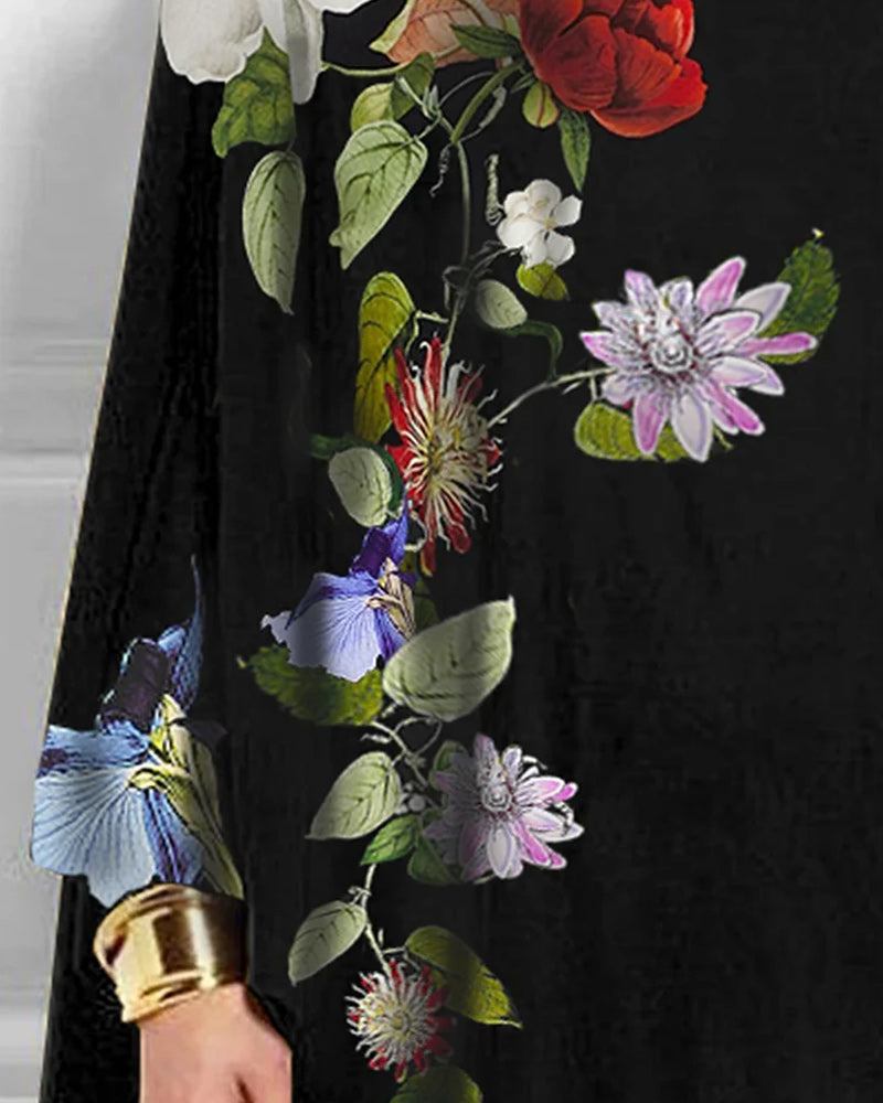 Top - Elegant - Katoenmix met Bloemmotief - Geschikt voor Lente Herfst en Winter - Tops