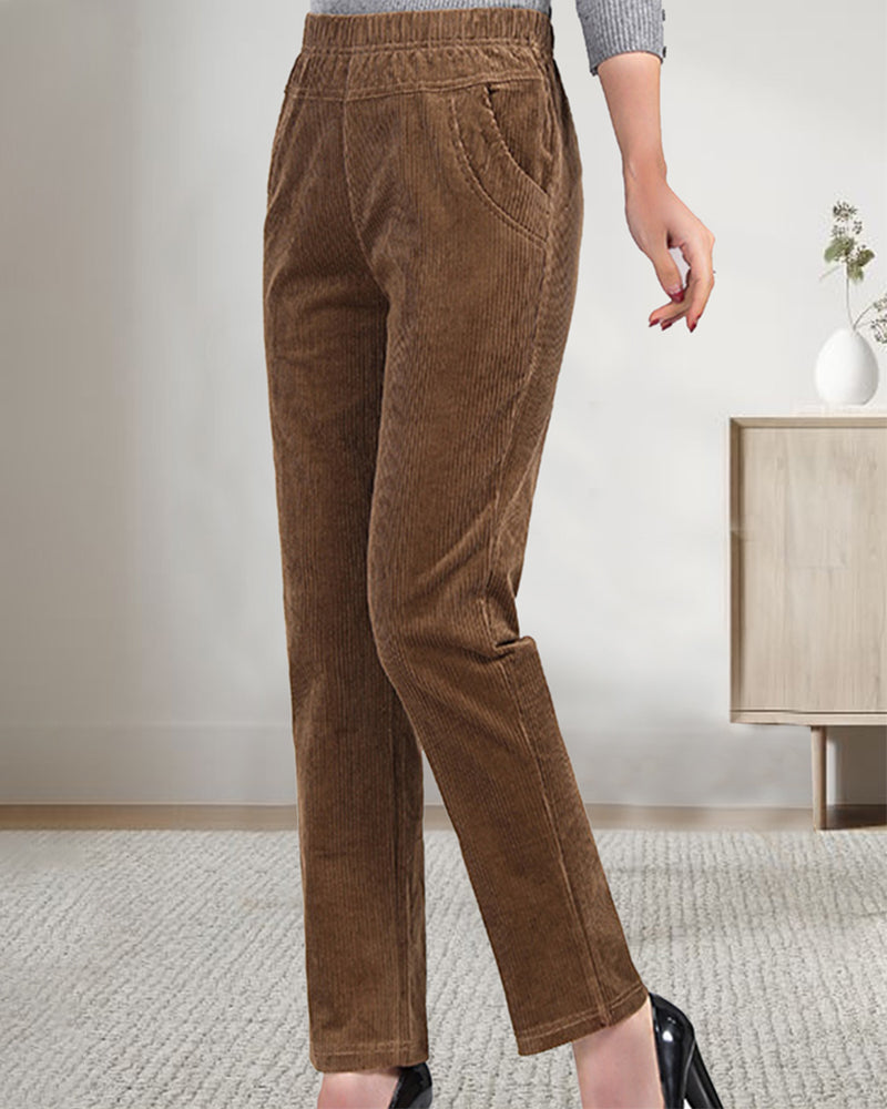 Traditionele Broek - Eenvoudig - Manchester en Polyester Hoge Taille Lange Lengte - Perfect voor Lente Herfst en Winter