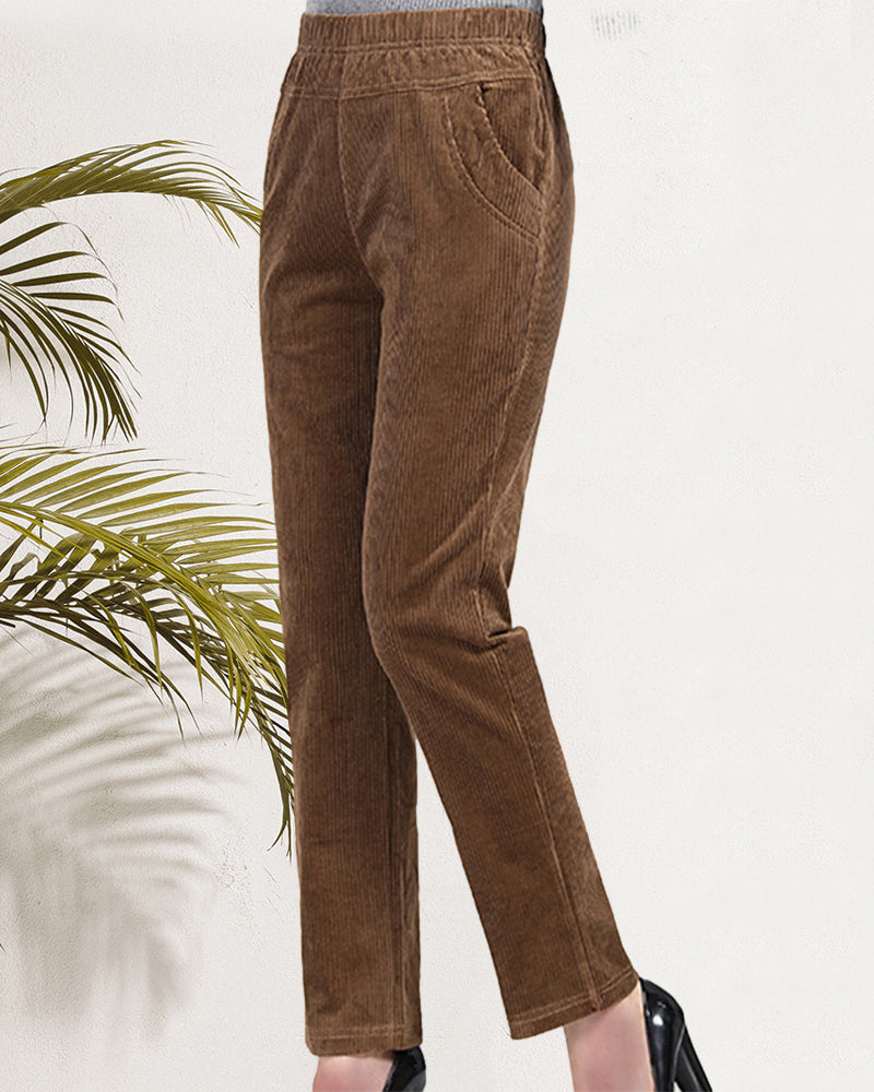 Traditionele Broek - Eenvoudig - Manchester en Polyester Hoge Taille Lange Lengte - Perfect voor Lente Herfst en Winter