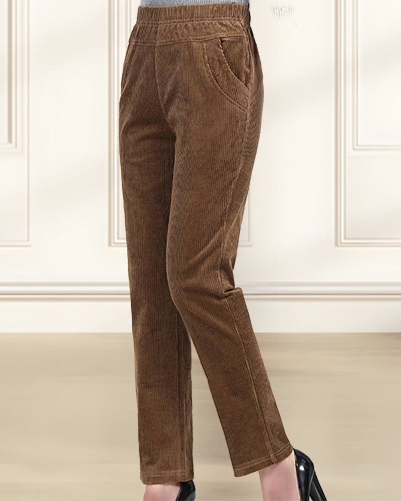 Traditionele Broek - Eenvoudig - Manchester en Polyester Hoge Taille Lange Lengte - Perfect voor Lente Herfst en Winter