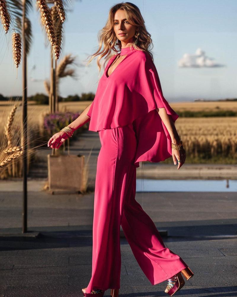 Tweedelige Set - Casual - Polyester - Ideaal voor Dagelijks en Vakantie - Roze / S - Casual Sets