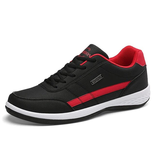 Vilmar | Antislip Lichtgewicht Leder Sneakers voor Heren - Zwart/Rood / 39