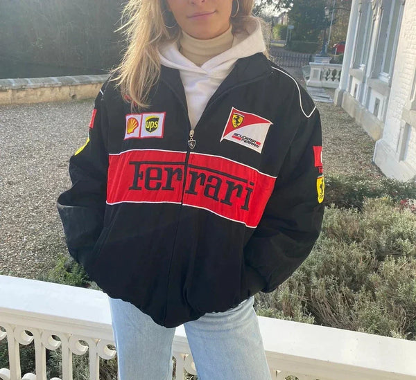 Vintage Black Ferrari Jas - Vintage Black Ferrari Jacket