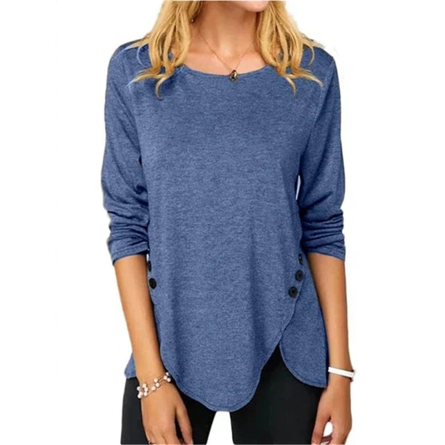 Wijnrood overhemd met knoopdetails - Clara - Blau / S - Shirt