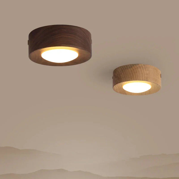 WoodenGlow - Walnoot Plafondlamp met LED Schijnwerper - Essenhout A / Warm licht - Plafond lampen