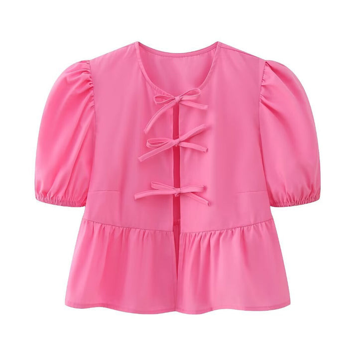 Zomerse Blouse Top - Luchtig - Katoen - Perfect voor Warme Dagen - Donkerroze / S - Dames Kleding > Tops