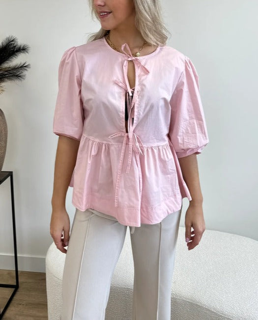 Zomerse Blouse Top - Luchtig - Katoen - Perfect voor Warme Dagen - Lichtroze / S - Dames Kleding > Tops