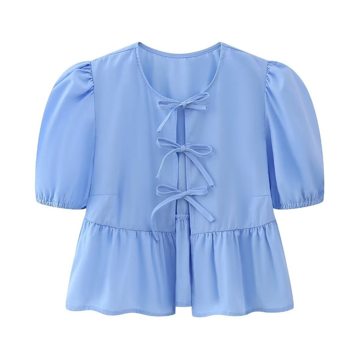 Zomerse Blouse Top - Luchtig - Katoen - Perfect voor Warme Dagen - Blauw / S - Dames Kleding > Tops