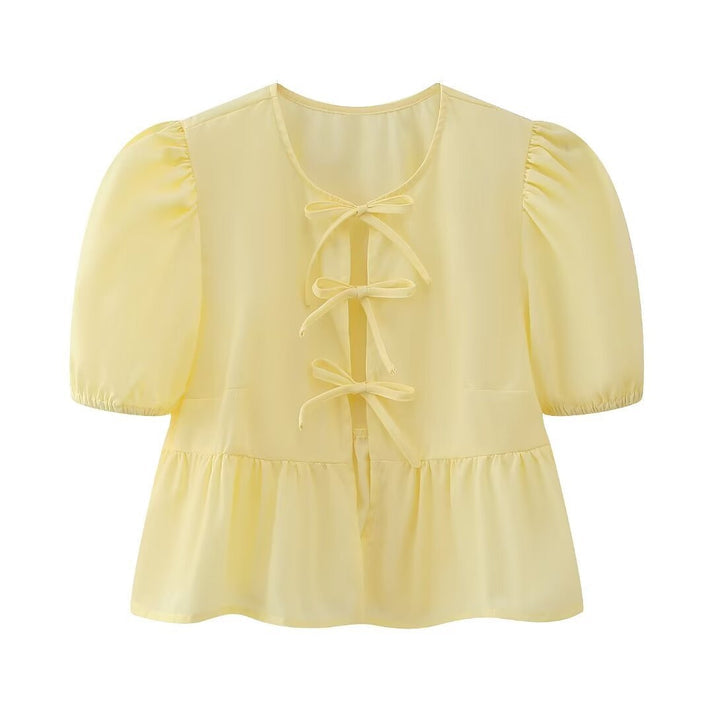 Zomerse Blouse Top - Luchtig - Katoen - Perfect voor Warme Dagen - Geel / S - Dames Kleding > Tops